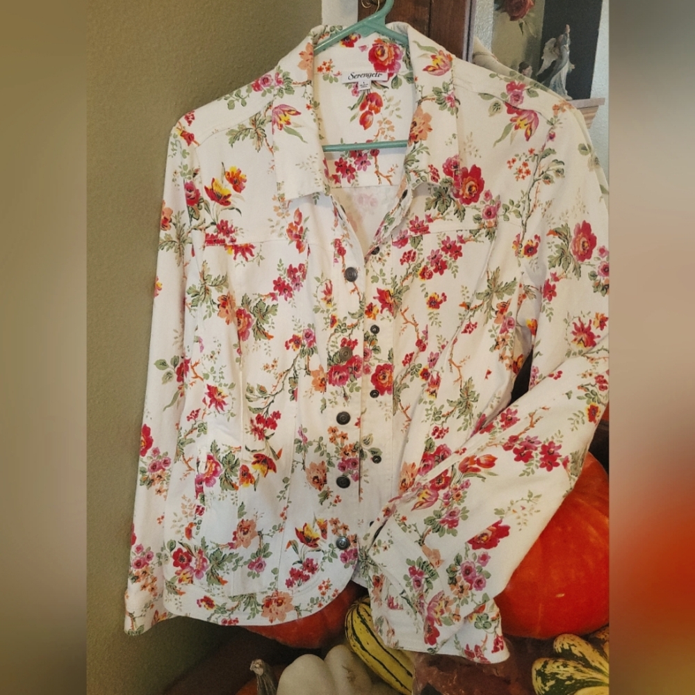 Beautiful Floral Jean Jacket
